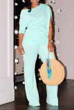 Casual Solid Color Patchwork Oblique Collar Long Sleeve Two Pieces