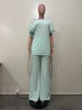 Casual Solid Color Patchwork Oblique Collar Long Sleeve Two Pieces