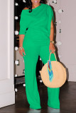 Casual Solid Color Patchwork Oblique Collar Long Sleeve Two Pieces