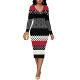 1 Piece Custom Casual Print V Neck Midi Dresses