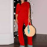 Casual Solid Color Patchwork Oblique Collar Long Sleeve Two Pieces