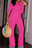 Casual Solid Color Patchwork Oblique Collar Long Sleeve Two Pieces