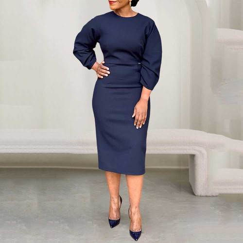 Split Hem Zipper Back Midi Dress