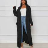 Long Cardigan Sweaters Women Knit Shawl Collar Knitwear Coat