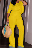 Casual Solid Color Patchwork Oblique Collar Long Sleeve Two Pieces