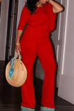 Casual Solid Color Patchwork Oblique Collar Long Sleeve Two Pieces