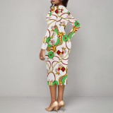 1 Piece Custom Casual Print V Neck Midi Dresses