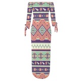 1 Piece Custom Casual Print Off The Shoulder Split Long Dress