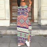 1 Piece Custom Casual Print Off The Shoulder Split Long Dress