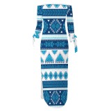 1 Piece Custom Casual Print Off The Shoulder Split Long Dress