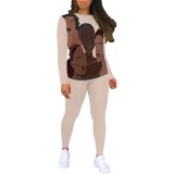 1 Piece Custom Casual Print Two Piece Pant Set