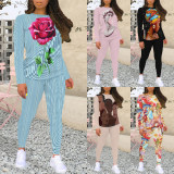 1 Piece Custom Casual Print Two Piece Pant Set