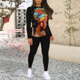 1 Piece Custom Casual Print Two Piece Pant Set