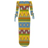 1 Piece Custom Casual Print Off The Shoulder Split Long Dress