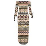 1 Piece Custom Casual Print Off The Shoulder Split Long Dress
