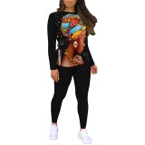 1 Piece Custom Casual Print Two Piece Pant Set