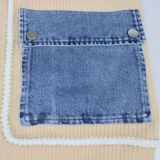 Women's Color Block V Neck Knit Jacket Denim Patchwork Cardigan Sweaters