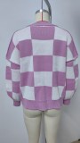 Women's Checkered Color Block Oversized Sweater