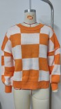 Women's Checkered Color Block Oversized Sweater