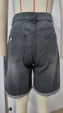 Y2k High Waist Denim Wide Leg Ripped Distressed Jean Shorts with Pockets