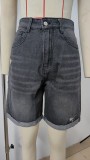 Y2k High Waist Denim Wide Leg Ripped Distressed Jean Shorts with Pockets