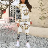 1 Piece Custom Casual Print Long Sleeve Pant Set