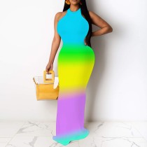 1 Piece Custom Casual Print Sleeveless Long Dresses