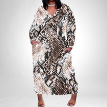 1 Piece Custom Casual Print Crew Neck Short Sleeve Plus Size Long Dress