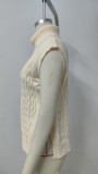 Short Sleeve Knit Side Slit Turtleneck Sweater Vest