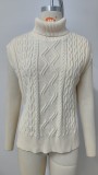 Short Sleeve Knit Side Slit Turtleneck Sweater Vest