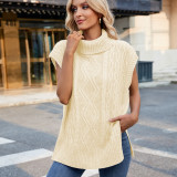 Short Sleeve Knit Side Slit Turtleneck Sweater Vest