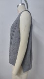 Women's Oversized V Neck Knit Sweater Vest Tunic Sleeveless Pullover Top