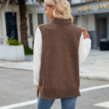 Women's Oversized V Neck Knit Sweater Vest Tunic Sleeveless Pullover Top