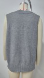 Women's Oversized V Neck Knit Sweater Vest Tunic Sleeveless Pullover Top