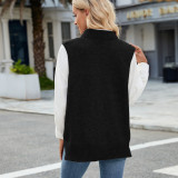 Women's Oversized V Neck Knit Sweater Vest Tunic Sleeveless Pullover Top