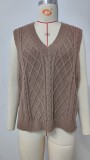 Women's Oversized V Neck Knit Sweater Vest Tunic Sleeveless Pullover Top