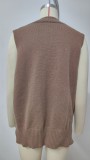 Women's Oversized V Neck Knit Sweater Vest Tunic Sleeveless Pullover Top