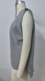 Women's Oversized V Neck Knit Sweater Vest Tunic Sleeveless Pullover Top