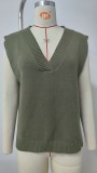 Women's Oversized V Neck Knit Sweater Vest Tunic Sleeveless Pullover Top