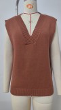 Women's Oversized V Neck Knit Sweater Vest Tunic Sleeveless Pullover Top