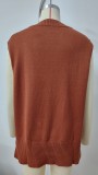 Women's Oversized V Neck Knit Sweater Vest Tunic Sleeveless Pullover Top