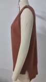 Women's Oversized V Neck Knit Sweater Vest Tunic Sleeveless Pullover Top