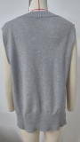 Women's Oversized V Neck Knit Sweater Vest Tunic Sleeveless Pullover Top