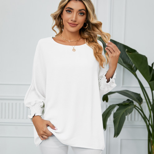 Summer Oversize Chiffon Blouses Crew Neck Batwing Sleeve Tunic