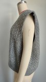 Women's V Neck Solid Pullover Sweater Vest Sleeveless Cable Knit Tank Top