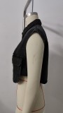 Women's Classic Denim Vest Button Down Sleeveless Cropped Jean Jacket