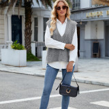 Women's V Neck Solid Pullover Sweater Vest Sleeveless Cable Knit Tank Top