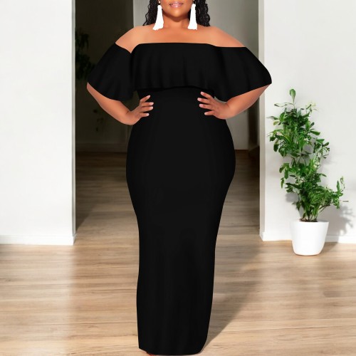 1 Piece Custom Casual Print Off Shoulder Maxi Dresses