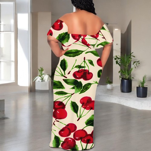 1 Piece Custom Casual Print Off Shoulder Maxi Dresses