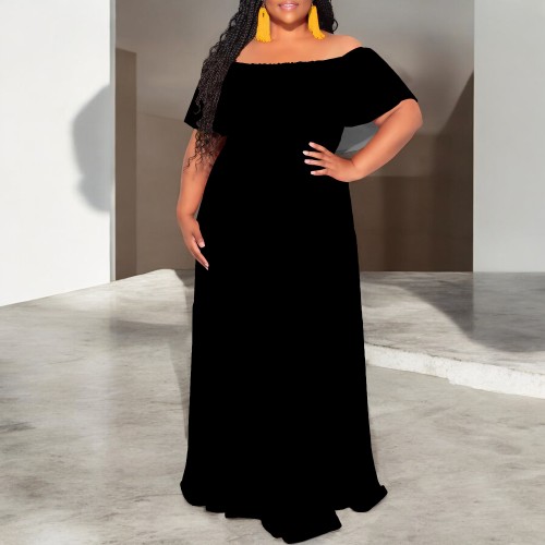 1 Piece Custom Casual Print Off Shoulder Maxi Dresses